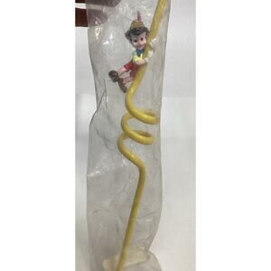 Vintage Pinocchio Applause Twisty Curly Swirl Straw By Disney - New Sealed